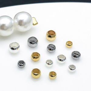 ลูกปัดทองแดงชุบทองคำขาว ขนาดกลาง สำหรับงาน DIY เครื่องประดับ - Product Image 3