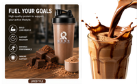 Poudre de concentré de protéines de lactosérum au goût cacao RH, 24 g de protéines par dose, faible teneur en matières grasses, faible teneur en sucre, complément alimentaire pour le soutien musculaire des adultes