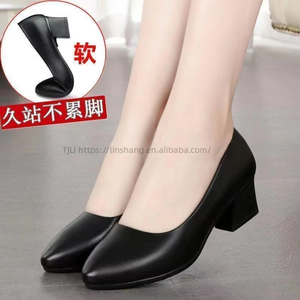 Women's Black Low Heel <b>Pumps</b> - Comfortable Office Shoes With <b>Soft</b> Sole, Non-slip & All-day Wear for Business - Product Image 2