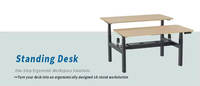 Bureau d'ordinateur debout électrique moderne à double moteur personnalisable en acier inoxydable, table de bureau convertible commerciale réglable
