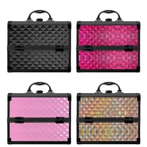 Nouvelle Trousse de Maquillage en Alliage d'Aluminium Or Rose avec Miroir, Organisateur Multi-niveaux, Grande Valise Cosmétique <span class=keywords><strong>pour</strong></span> Ongles et Extensions de Cils - Product Image 2