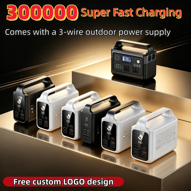 New Solar Lithium Ion Power Bank Ultra-Large Capacity 300000mAh Built-in Cable Wireless Charging Pure Sine Wave