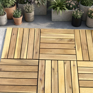 Solid Wood Acacia Decking Tile 300x300mm Modern Interlocking Waterproof Anti-slip for Outdoor/indoor Decoration Balcony Terrace - Product Image 4