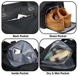 Unisex spor Fitness silindir seyahat çantası islak/kuru ayırma Oxford malzeme fermuar kapatma ile erkekler ve kadınlar için moda - Product Image 4