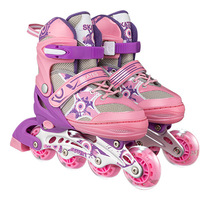Ensemble de patins à roulettes en ligne ajustables et lumineux pour enfants, avec roues en PU et tissu en maille, pour filles et garçons, fourni par l'usine