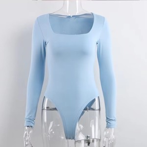 Camisetas interiores ajustadas de manga larga y cuello en U de color liso para otoño al por mayor. - Product Image 6