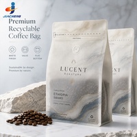 Sac à café écologique en forme de poche à fond plat recyclable avec valve, emballage personnalisé pour torréfacteur de café durable