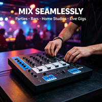 Console de mixage audio DJ USB 4 canaux avec alimentation fantôme 48V, Bluetooth et MP3 pour scène, bar, karaoké, performances en direct et streaming