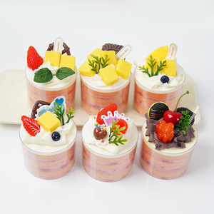 Modelo de postre simulado de pastel Marie en vaso de virutas, para escaparate de pastelería, simulando pastel de crema y vaso de pudín - Product Image 5