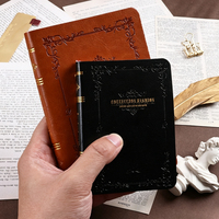 Carnet de notes vintage en cuir PU gaufré, mini journal à couverture rigide, gravure de logo personnalisée, bloc-notes de voyage portable 100 pages