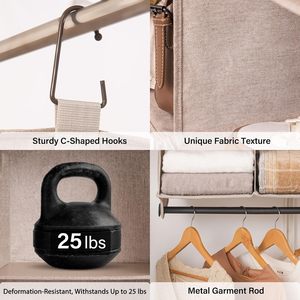 Hanging Closet Organizer 4 Section Fabric <b>Collapsible</b> With Metal Rod For Wardrobe <b>Storage</b> - Product Image 4