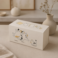 Boîte à tiroir personnalisée avec logo privé pour emballage alimentaire de gâteaux de lune, biscuits et produits de boulangerie, support OEM, boîte cadeau imprimée chat mignon, saisonnière