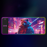 Tapis de souris de jeu noir RVB universel à chargement sans fil, à sublimation, XXL avec logo personnalisé