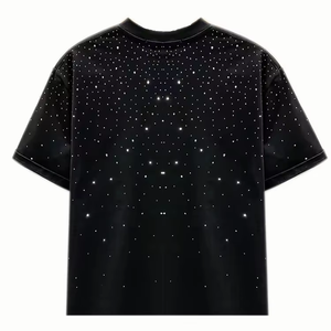 T-Shirt Estiva da <span class=keywords><strong>Uomo</strong></span> alla Moda con Maniche Corte, Design Boxy con Stampa Glitter e Cristalli - Product Image 1