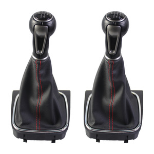 Volkswagen Gear <b>Shift</b> <b>Knob</b> Leather 5 6 Speed Set Ergonomic Red Stitching - Product Image 1