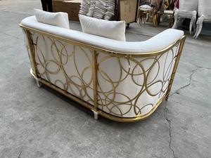 Ensemble de chaises de style trône en acier inoxydable doré moderne, personnalisé, canapé en tissu de luxe 1 pièce pour salon, hôtel - Product Image 5