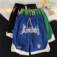 Pantalones Cortos Bordados Penpace para Hombre, Estilo Americano, Tendencia de Verano, Marca Popular en Instagram, Corte Holgado, Tela de Malla
