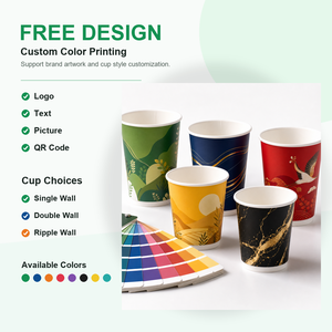 Custom Printed Biodegradable Paper Coffee <b>Cups</b> with Logo 7oz 9oz <b>Disposable</b> Eco Friendly Single Wall Hot Drink <b>Cups</b> Wholesale - Product Image 2