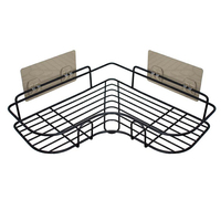Étagère de Douche Murale Adhésive d'Angle Moderne en Acier Inoxydable Sans Perçage Couleur Argent pour Salle de Bain