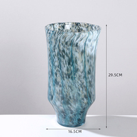 Vase en verre soufflé à la main à pois bleus, décoration colorée pour la maison, décoration de luxe pour hôtel, vente en gros, sur mesure