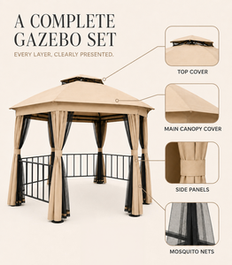 ศาลา<span class=keywords><strong>ทรง</strong></span>หกเหลี่ยมกันแมลง ขนาด 1.75x1.75 เมตร พร้อมเสาเหล็กขนาด 40x40 มม. ประตูมุ้งลวดแบบซิป <span class=keywords><strong>หลังคา</strong></span>สองชั้นแบบระบายอากาศ - Product Image 4