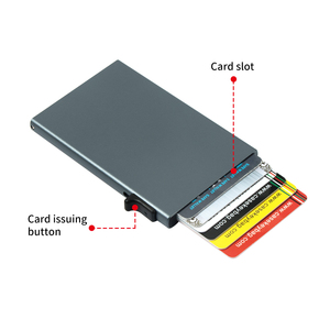 Casekey Custom Color Ultra Thin <b>Metal</b> Smart Slide <b>Wallet</b> Anti-rfid Anti-theft Aluminum Alloy Pop Out Card Holder for Men - Product Image 5