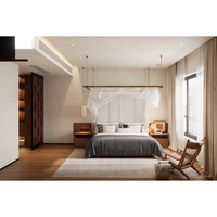 Conception moderne de chambre principale avec dressing intégré et aménagement intérieur de salon pour maison résidentielle