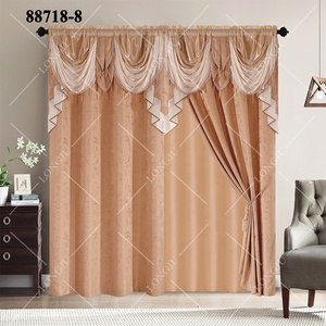 Tende Jacquard di lusso tessuti per il soggiorno tende a doppio strato con mantovane e delicati ciondoli con nappine - Product Image 3