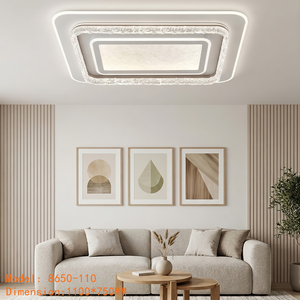 โคมไฟเพดานห้องนั่งเล่นคริสตัลน้ำแข็งสุดหรู ทรงกลมมุมโค้งมน โคมไฟ LED รูปทรงสี่เหลี่ยมผืนผ้า พร้อมรีโมทหรี่แสง ตกแต่งบ้านระดับไฮเอนด์ - Product Image 1