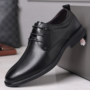 Zapatos de vestir de cuero de grano completo para hombre, con punta en pico, con cordones, tipo Derby, de marca, para negocios. - Product Image 4