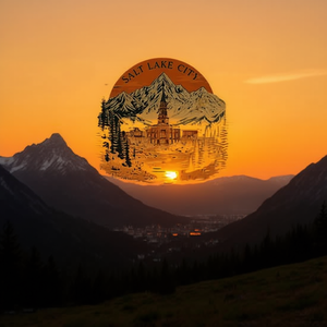 Camiseta de manga larga con diseño de paisaje urbano retro de Salt Lake City Utah Sunset Skyline - Product Image 3