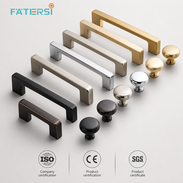 2026 New FATERSI Modern Cabinet Wardrobe Door Pull European Black Gold Luxury Simple Cabinet Zinc Alloy Drawer Handle
