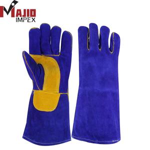 Gants de soudage en cuir de vachette résistant au feu avec logo personnalisé, meilleur prix, Majid Impex Mi-6004, 14 pouces, pour travaux en direct - Product Image 2