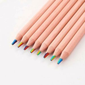 Crayons de couleur arc-en-ciel en bois de haute qualité, écologiques, faciles à saisir, de grande taille, en gros - Product Image 3