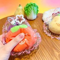 Porte-clés Squishy Fruité Mignon de Dessin Animé, Jouet Anti-stress à Rebond Lent en Forme de Kaki, Jouet de Simulation Alimentaire pour Soulager le Stress, Vente en Gros