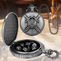 Warrior D20 Thème DND Montre de Poche Shell Dice Mini Jeu de Dés en Métal pour Donjons et Dragons