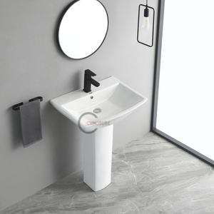 Optimisation de l'espace pour les petites unités, design compact, lavabos colonne blancs pour appartements et micro-résidences - Product Image 6