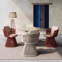 Ensemble de chaise pivotante et table en alliage d'aluminium de style nordique pour patio, jardin, balcon, cour, villa - Meubles d'extérieur