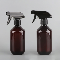 Bouteilles rondes en PET ambrées de 1L, 28/410, avec pulvérisateur à gâchette brun foncé, pour le nettoyage, l'emballage de produits de salle de bain et l'huile corporelle
