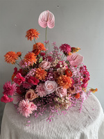Centre de table de mariage tropical personnalisé de luxe, fleur artificielle, boule de fleurs d'anthurium orange rose de 60 cm pour la décoration de table