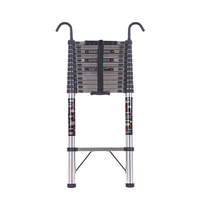 Échelle télescopique simple QAOSEN en acier inoxydable, 7-15 marches, hauteur extensible 2-4,4 m, coussin antidérapant, certifiée EN131, pour extérieur