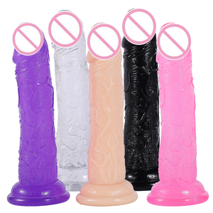 لعبة جنسية مثيرة للنساء، قضيب اصطناعي من المطاط مع كأس شفط، هزاز كريستالي للاستمناء - Product Image 1