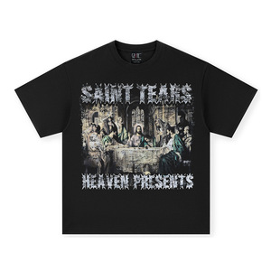 Cao Đường Phố Cổ Hợp Thời Trang Thương Hiệu Ngắn Tay Tinh Khiết Cotton 280 Gram Mỹ Phong Cách Saint Nước Mắt Rửa Cho Nam Giới Phụ Nữ T-Shirt - Product Image 1