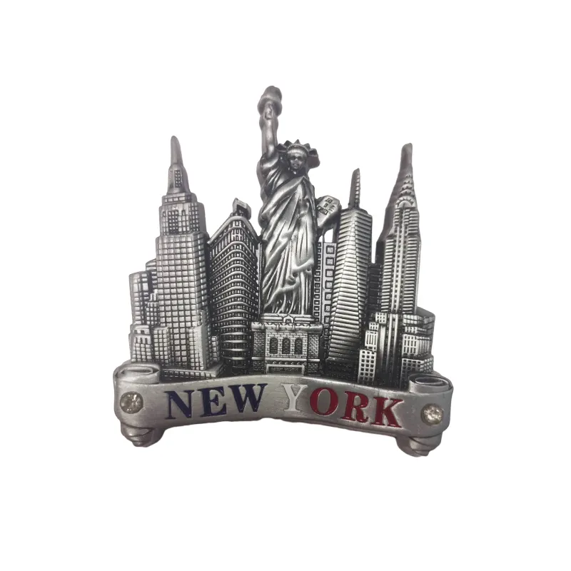 Lembrança de ímã de geladeira com logotipo personalizado, arte Déco, cidade de Nova Iorque, metal, lembranças do turismo, item de aniversário da independência dos EUA, 3D magnético