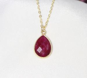 Collar de rubí con colgante de bisel, piedra natal de Julio, Plata de Ley 925, cadena de caja chapada en rodio chapada en oro para mujer, suministro al por mayor - Product Image 4