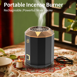Vàng có thể sạc lại xách tay hồi giáo Arabian thơm mubkhar xe bukhoor điện tử Arabic Oud điện hương bakhoor Burner - Product Image 2