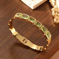 Bracelet carré en acier titane plaqué or 18 carats avec zirconiums cubiques pour femme, bijou jonc en acier inoxydable avec fermoir de créateur tendance