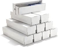 Boîte de rangement pour cartes à collectionner Case Ball avec couvercle, en carton ondulé blanc, pour cartes de sport TCG horizontales