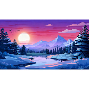 Kit per Pittura Diamante 5D Fai-da-Te OEM Sunset, Tessuto Floccato Moderno per Decorazione Murale Domestica - Product Image 1