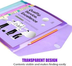 Pochette transparente <span class=keywords><strong>en</strong></span> polyéthylène, classeur plastique format A4 avec pochette pour étiquette, pour documents, fournitures scolaires et de bureau - Product Image 4